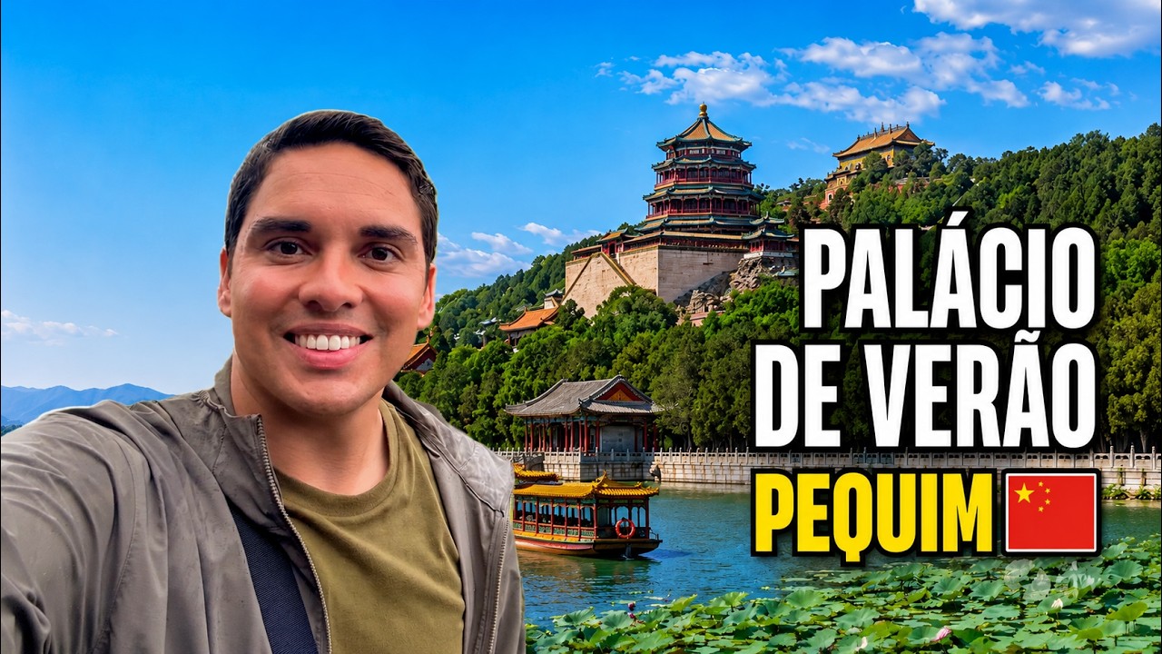 Palácio de Verão em vídeo, jardins imperiais e lago em Pequim, China