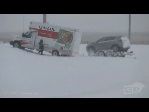 01-25-2021 Hays, KS - Slide-Offs - Interstate 70 Snowpacked