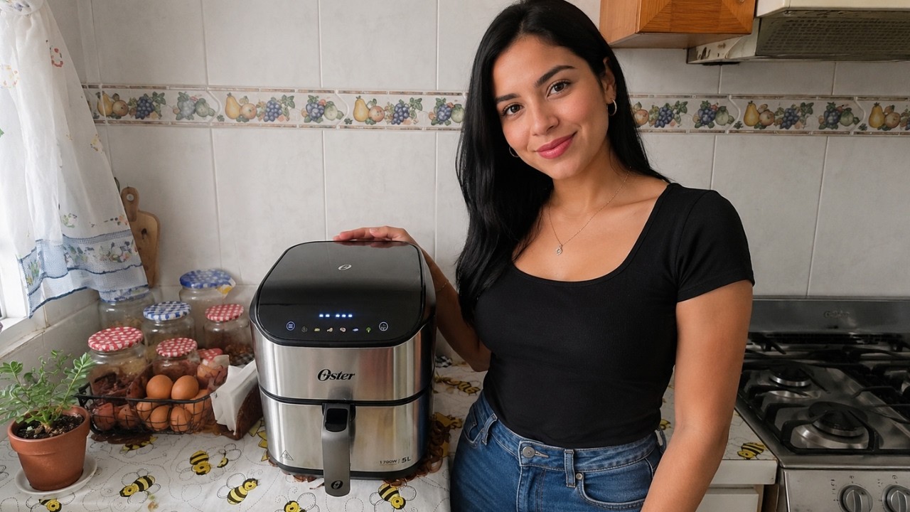 Miniatura da avaliação em vídeo de Fritadeira Oster Air Fryer Digital 5L 1700W 110V
