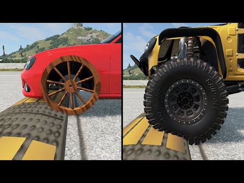 Wooden vs Rubber Wheels - BeamNG.Drive