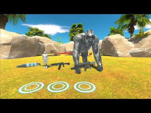 Tamed Iron Goro Giant & FPS Avatar Pass The Jurassic Jungle - Animal Revolt Battle Simulator