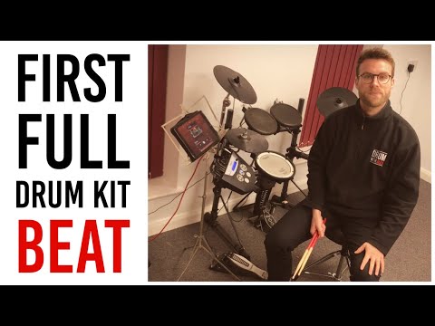Beginner Drum Lessons on Electric Drums - First Drum Beat