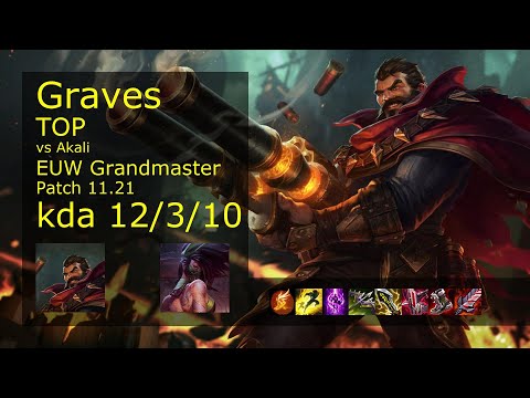 Graves vs Akali Top - EUW Grandmaster 12/3/10 Patch 11.21 Gameplay