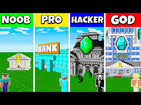 INSANE Minecraft Bank Robbery Animation - NOOB vs PRO vs HACKER vs GOD - EPIC House Base Build!