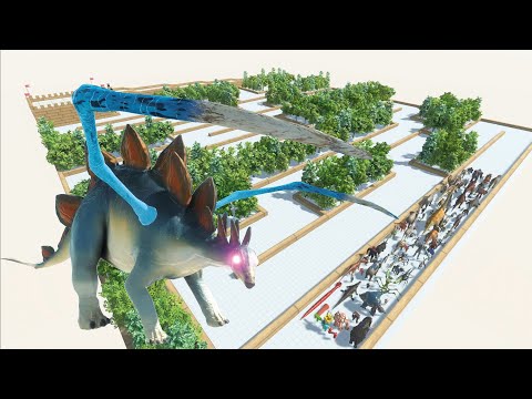 ESCAPE FROM ALIEN STEGOSAURUS - JUNGLE COURSE - LAST SURVIVOR - Animal Revolt Battle Simulator