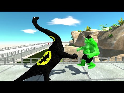 BATMAN BRACHIOSAURUS vs SUPERMAN BRACHIOSAURUS DEATH RUN - Animal Revolt Battle Simulator