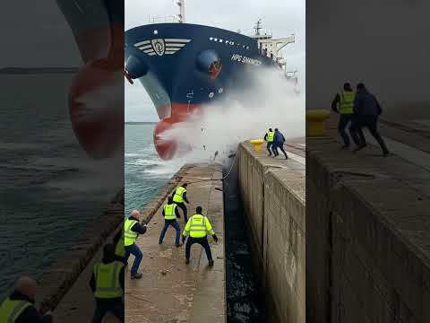 Cargo Ship Slams Into Pier — Caught on Camera in 5 Seconds