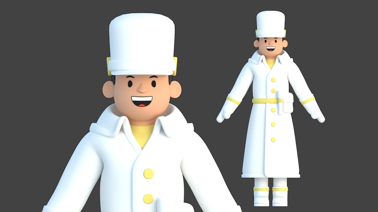 Minimal Cartoon Male Character 3D Model Rig | Face & Body | Rigify