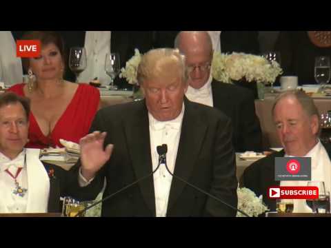 Trump ROASTS Hillary Clinton At The Alfred Smith charity dinner .