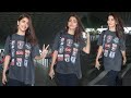 Stunning Pooja Hegde Snapped At Airport In A Funky Style Fashion Looking Fashionable In Denim Jeans