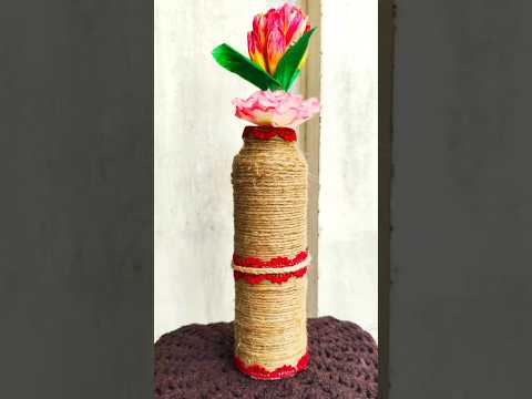 DIY Easy Home Decoration Idea.Joot rope flower 🌹 vase #diy #trending #craft  #viral #homedecor