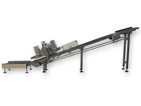 Used 8" wide Incline Belt Incline Conveyor w/ Bag Flattening