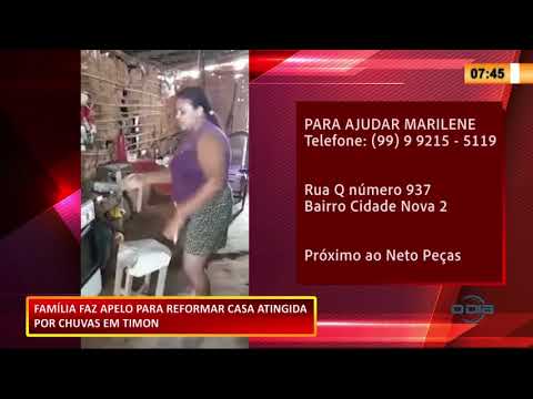 Família faz apelo para reformar casa atingida por chuvas em Timon 27 11 2020