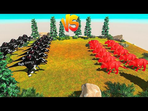 Spinosaurus Superman Army VS Triceratops Superman Army - Animal Revolt Battle Simulator