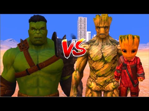 100 Hulk vs 1000 Groot and 1000 Baby Groot (Marvel vs Marvel)