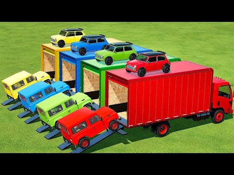 TRANSPORTING LAND ROVER DEFENDE & MINI COOPER S CARS WIT ISUZU TRUCKS Farming Simulator 22