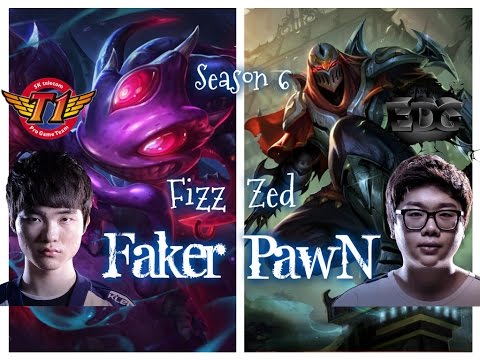 SKT T1 Faker FIZZ vs EDG PawN ZED - Patch 6.4 KR | League of Legends