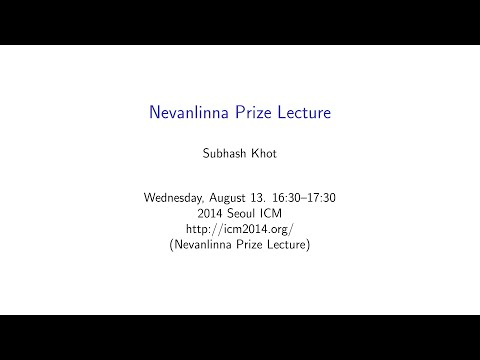 ICM2014 VideoSeries LC11 : Subhash Khot (Laudation by Sanjeev Arora) on Aug13Wed
