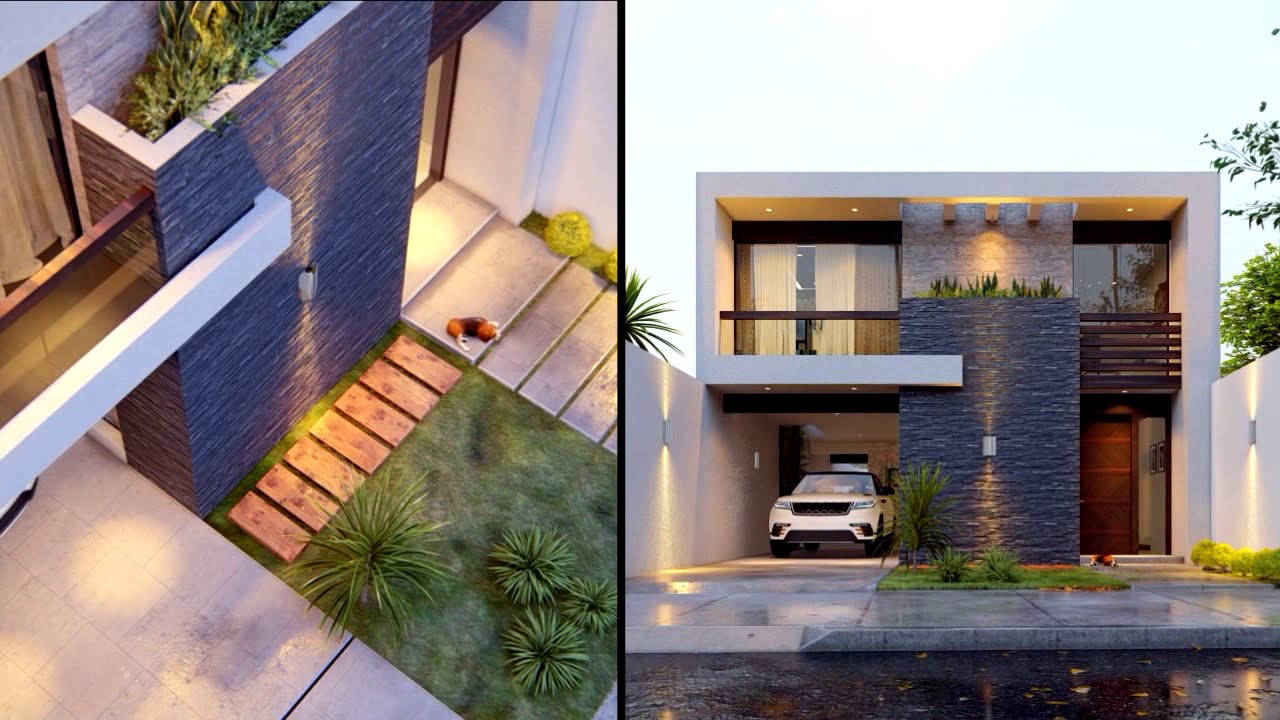 Diseño de casa moderna de dos plantas - 150 m2