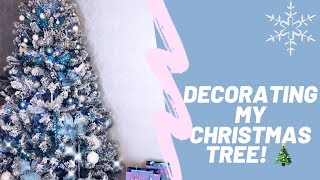 DECORATING MY CHRISTMAS TREE 2019. FROZEN INSPIRED, BLUE, SILVER &amp; WHITE XMAS TREE. LAUREN FAYE.