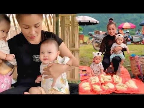 Single mom - Picking bamboo shoots in the deep forest with her two small children to sell_ cooking