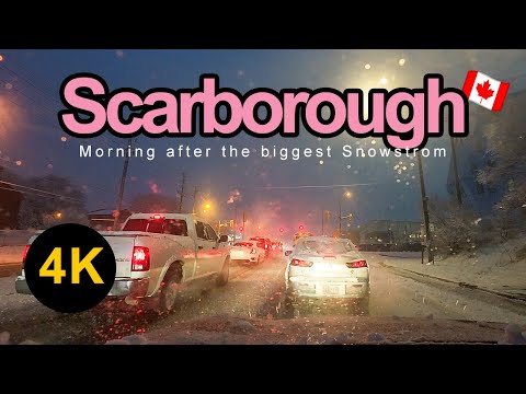 SCARBOROUGH'S MORNING DRIVE AFTER THE BIGGEST SNOW STROM:  ONTARIO CANADA | 4K UHD