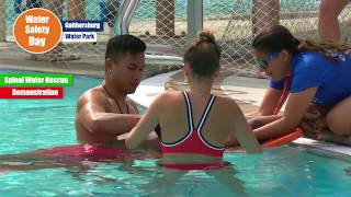 Gaithersburg Lifeguards Demonstrate Spinal Rescue, Water Backboarding
