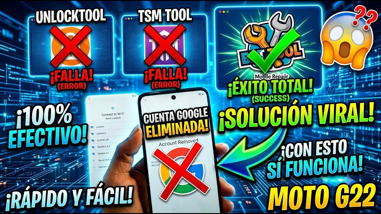 ❌ NO PUDO UnlockTool ni TSM Tool 😱 Quitar Cuenta Google Moto G22 / ¡SÓLO CON BFT TOOL!