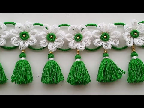 ऊन की तोरण/Unn ki jhallar/woolen door hanging/jhallar banana/woolen craft ideas/toran design/#wool