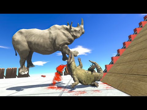 Mammals Neighbors 3.0 Go Down the Ramp and Attack Purussaurus - Animal Revolt Battle Simulator