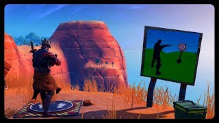 get a score of 5 or more at the shooting gallery east of paradise palms - paradise palms fortnite shooting gallery