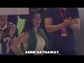 Anne Hathaway Supported The Eagles At The Super Bowl In A Sleeveless Button Up And Green Cardigan