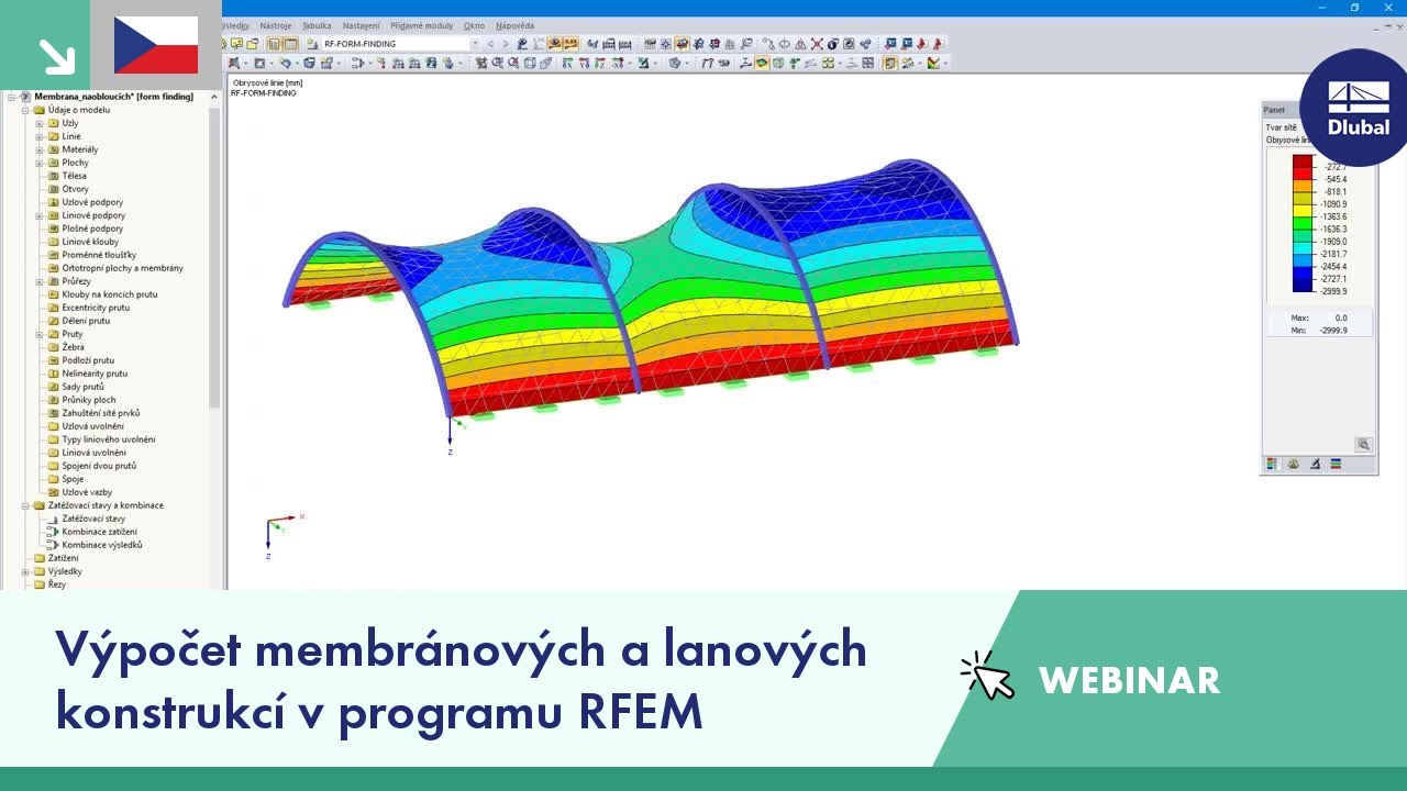 Výpočet membránových a lanových konstrukcí v programu RFEM