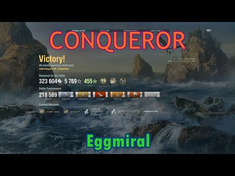{Replay | 0.11.7} Tier 10 BB HMS Conqueror by Eggmiral(ASIA) in Ranked - How broken is blind fire /s
