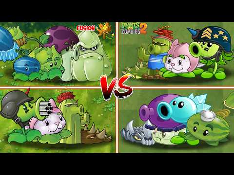 PVZ  FUSION VS PVZ 2 - 4 Plants Team Vs  Zombie Team - p66 - Who will win ?#pvz #plantsvszombies