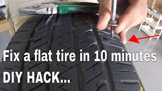 how to plug and repair a flat tyre - DIY screw / nail puncture fix