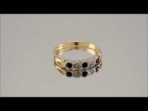9ct Gold Diamond And Sapphire Wave Ring - D8909