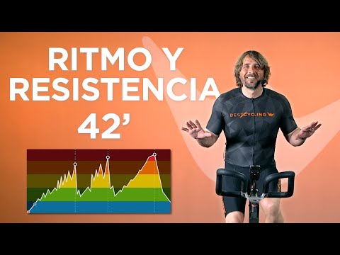 Complete 42-minute indoor cycling class. Rhythm and endurance challenge.