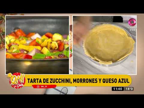 Tarta de zucchini, morrones y queso azul