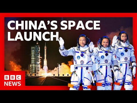 Video | China launches spaceship to bring stuck astronauts back home | BBC News