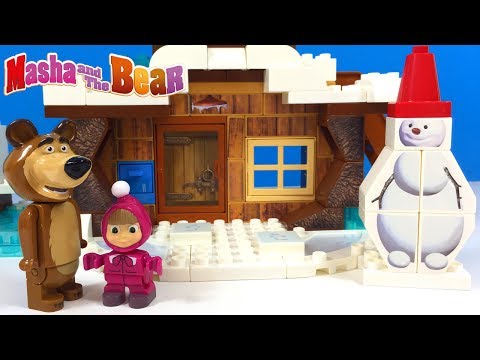 PLAY BIG BLOXX MASHA AND THE BEAR - BEAR'S WINTER HOUSE & STORY WITH MASHA SKIING - UNBOXING