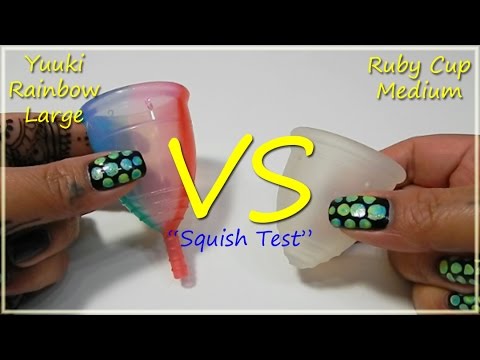 Yuuki Rainbow LG vs Ruby Cup MED "Squish Test" - Menstrual Cup
