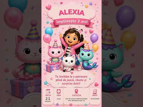Invitație Video Personalizată Gabby - Petrecere Copii | Aniversaria