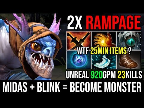 Midas is so Good on Slark - 6Slots in 25Min 920GPM Two Time Rampage By Tiares Top Immortal Dota 2