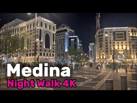 Night Walk Around the Prophet’s Mosque 🕌 | Medina Walking Tour in 4K