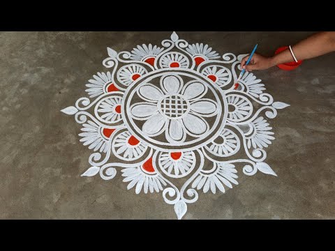 very simple alpana design ranngoli for laxmi puja by shyamali