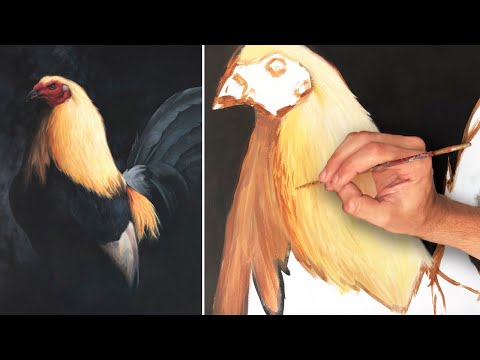 Painting ROOSTER [Acrylic on Canvas] | Timelapse