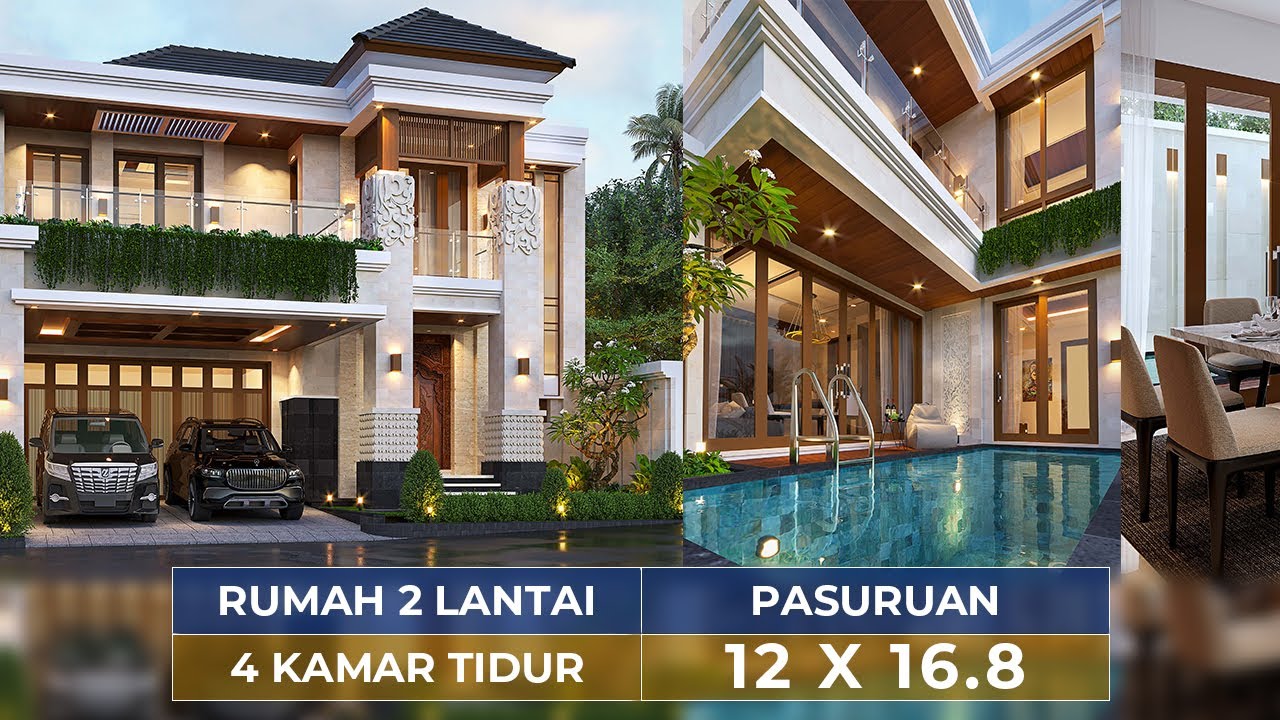 Video 3D Desain Rumah Villa Bali 2 Lantai Ibu NNY 1427 - Pasuruan