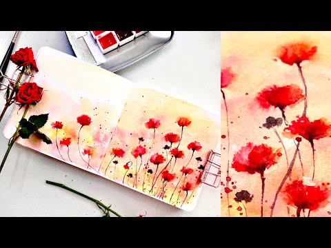 Wet-On-Wet Technique isn't as tricky, Even on a GRADIENT Background! |Beginner Painting