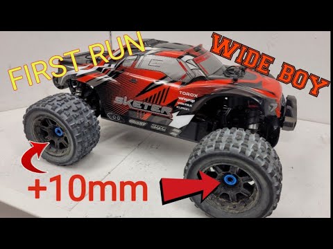 Rc car goes wide boy | Team Corally sketer | +10mm hub extension | 4s tank? | first run | cossiecave
